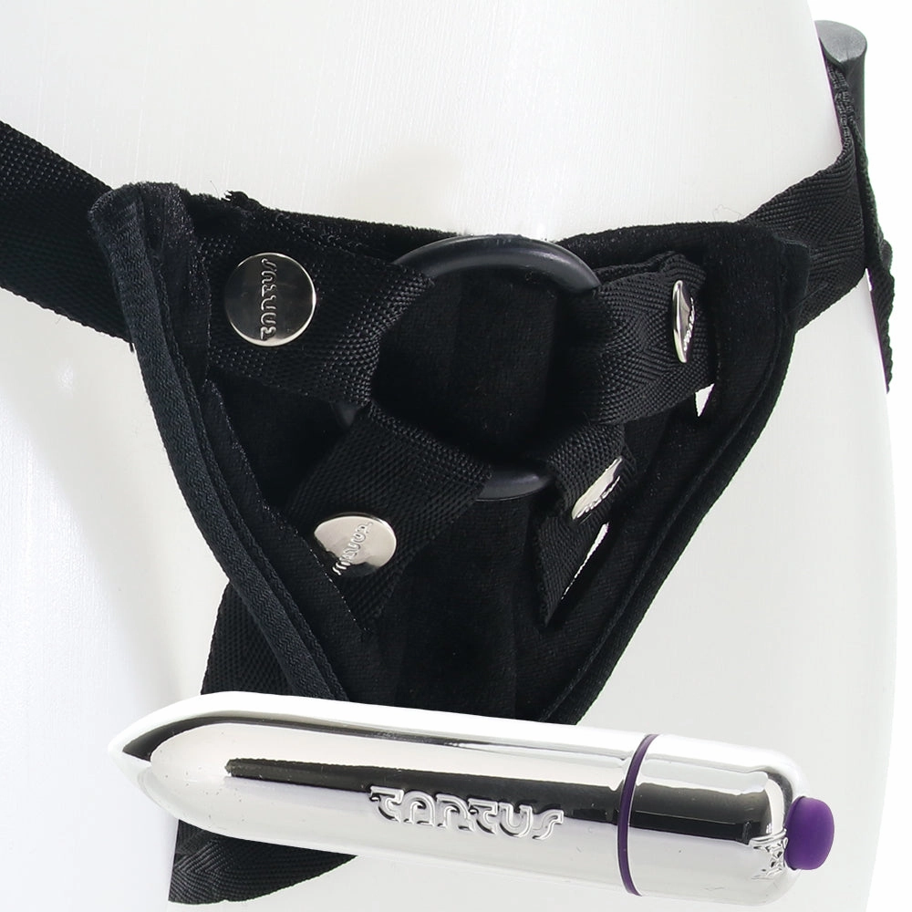 Velvet Vibrating Bullet Harness in Black
