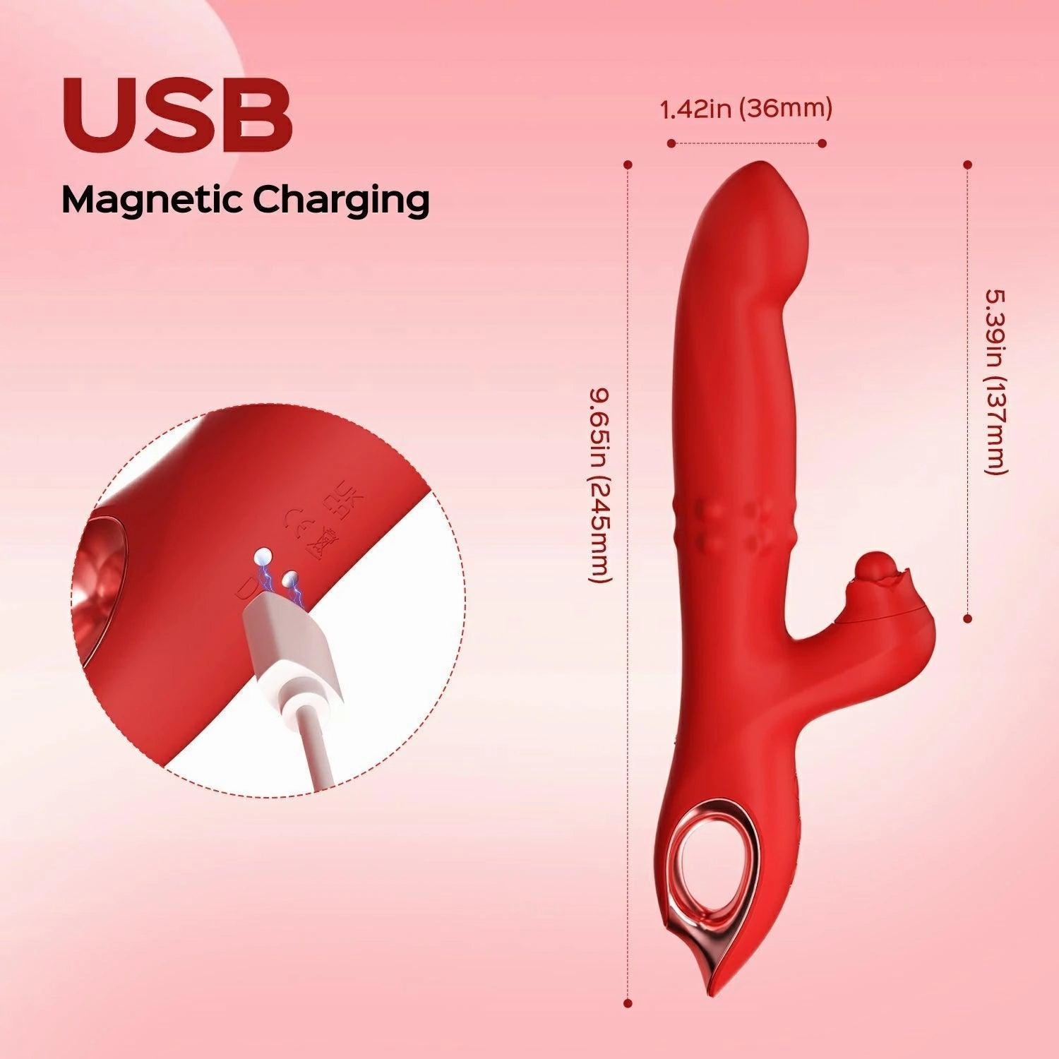 Wiggling Rabbit G Spot Vibrator with Sliding Beads Ring Clitoral Stimulator Woman Sex Toys