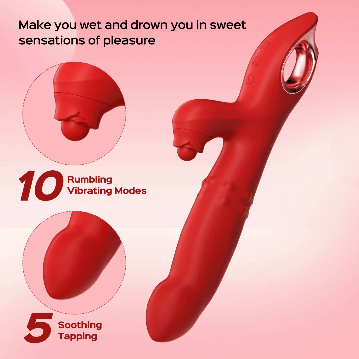 Wiggling Rabbit G Spot Vibrator with Sliding Beads Ring Clitoral Stimulator Woman Sex Toys