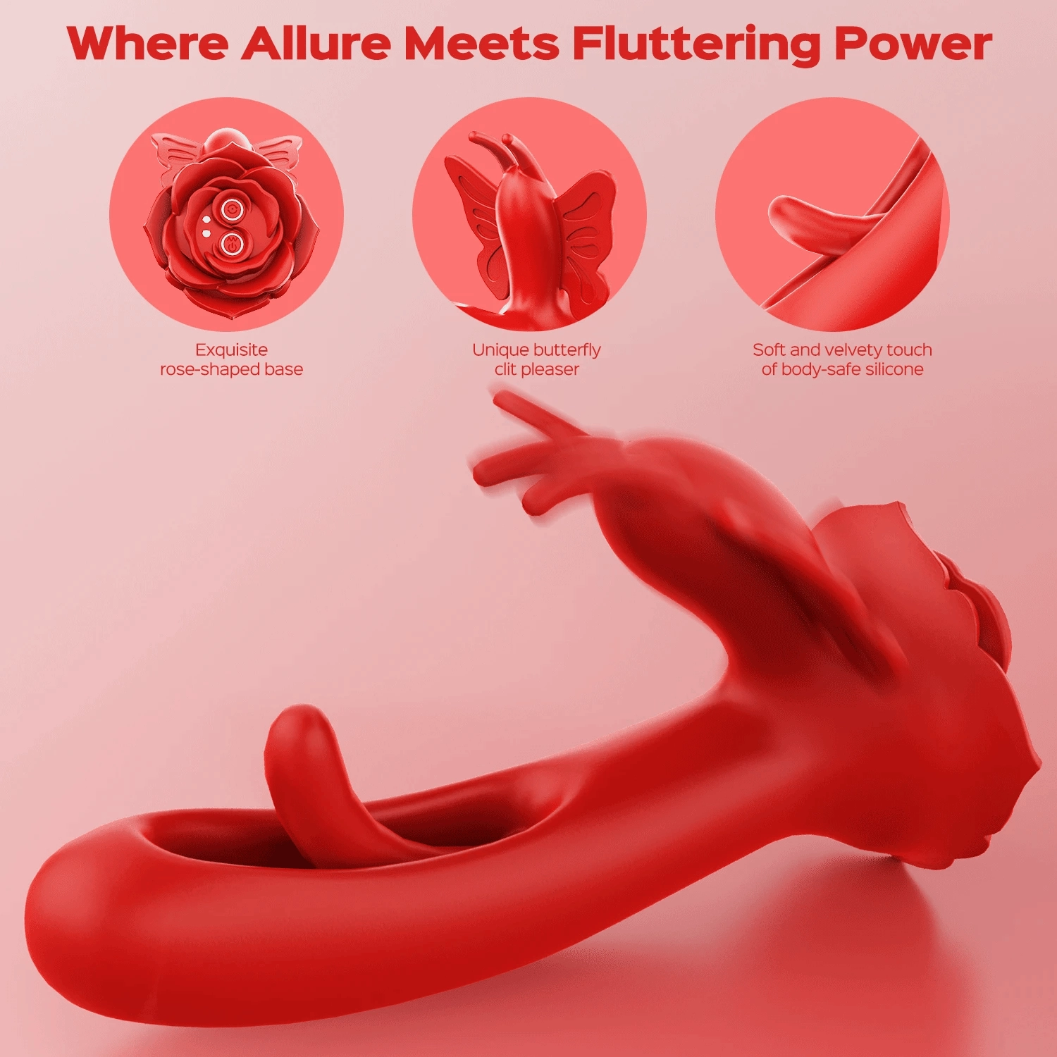 Women Dildo Vibrator Layla - Rosy Butterfly Flapping G-spot Vibrators with Clit Stimulator Adult Sex Toys
