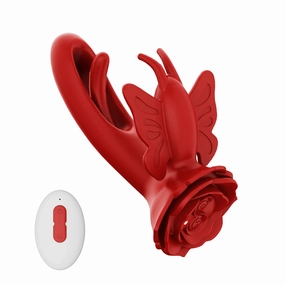 Women Dildo Vibrator Layla - Rosy Butterfly Flapping G-spot Vibrators with Clit Stimulator Adult Sex Toys