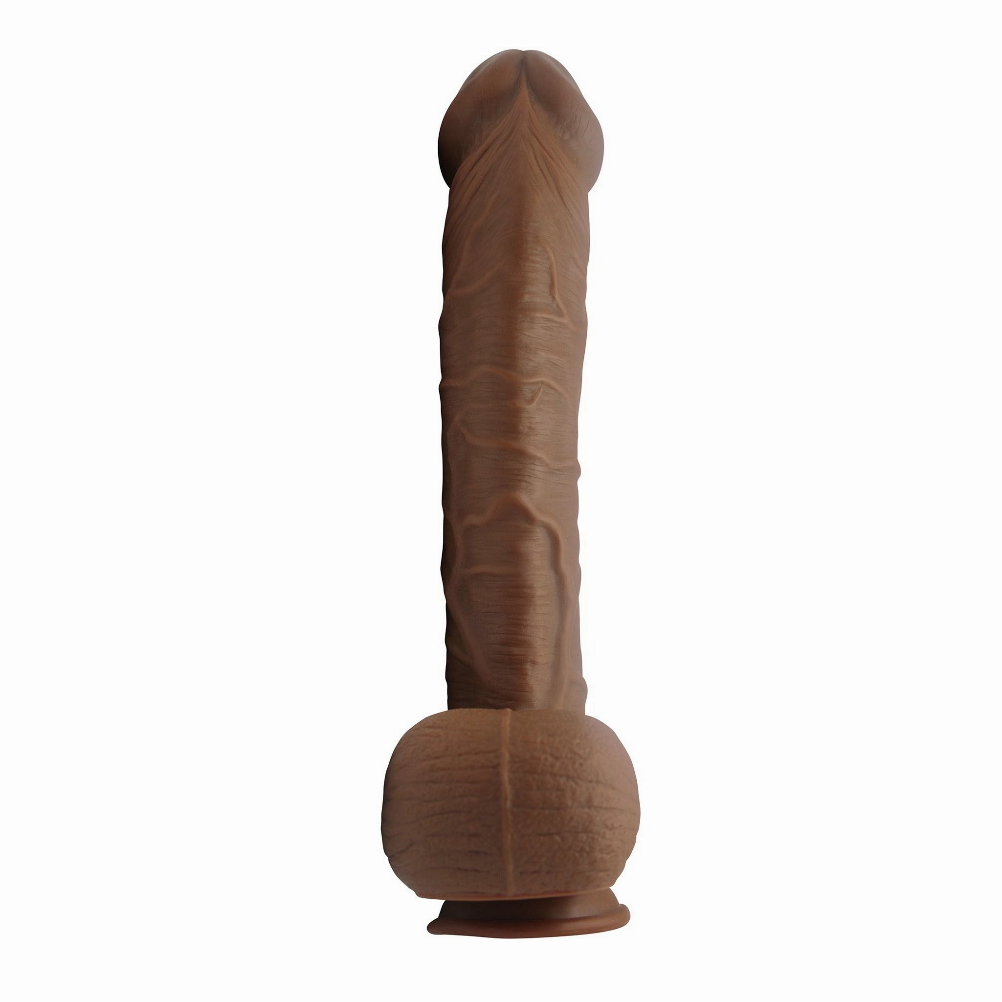 XXL 13 Inch Ultra Veined Curved Brown Dildo